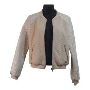 Lucy Paris Cream Lace Bomber Jacket Size Small EUC #0090